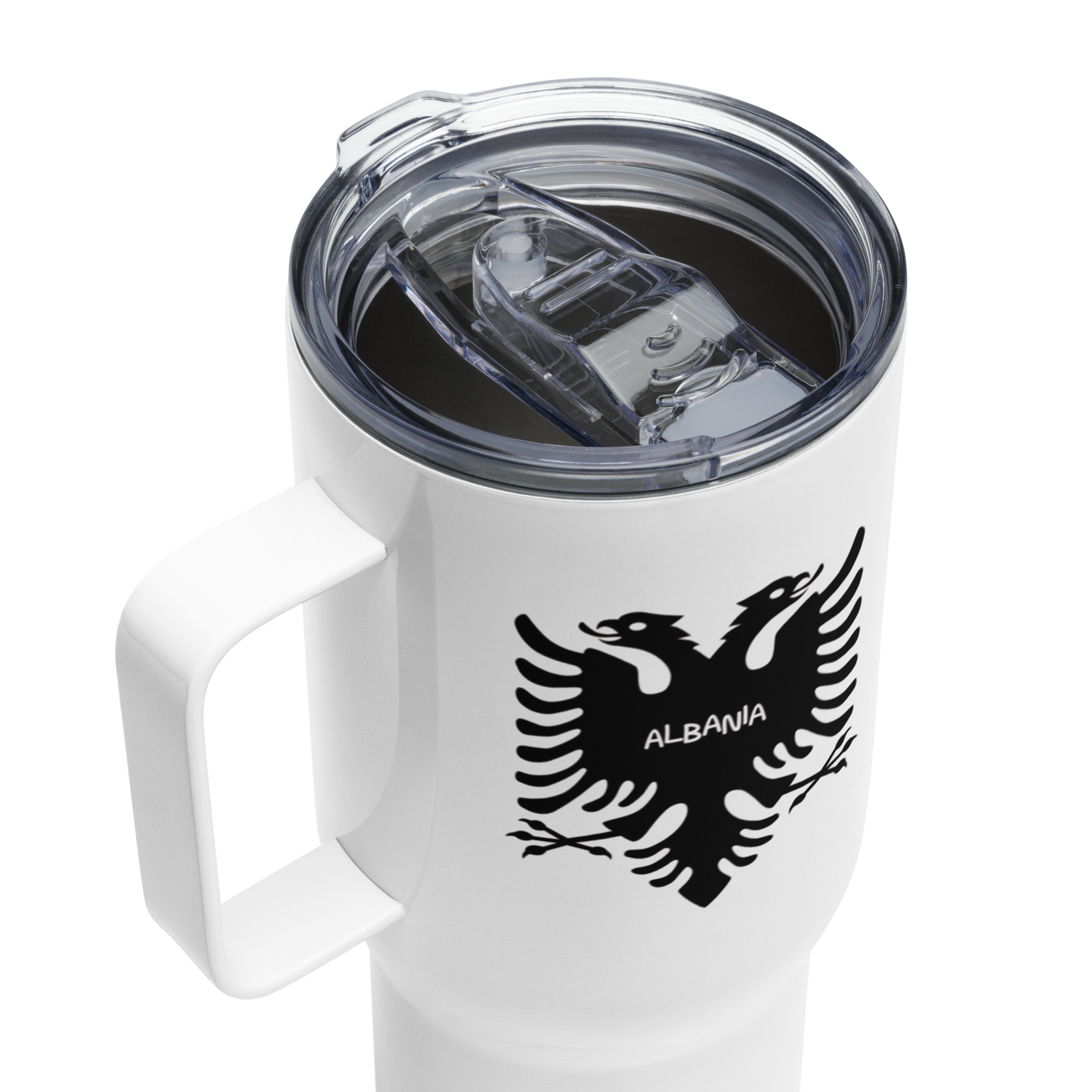 Travel mug with a handle